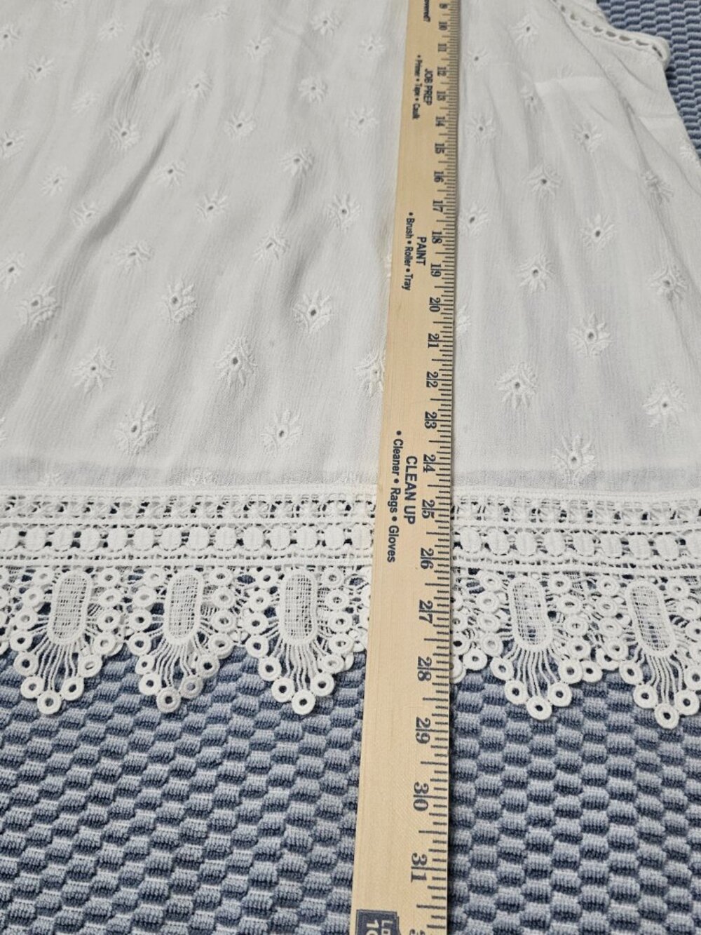 Daniel Rainn White Eyelet Lace Boho Blouse V-Neck Crochet Hem Short Sleeve 3XL - Picture 8 of 8